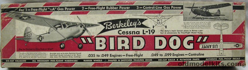 Berkeley 1/12 Cessna L-19 Bird Dog - Flying Model Airplane Kit, 4-1 plastic model kit